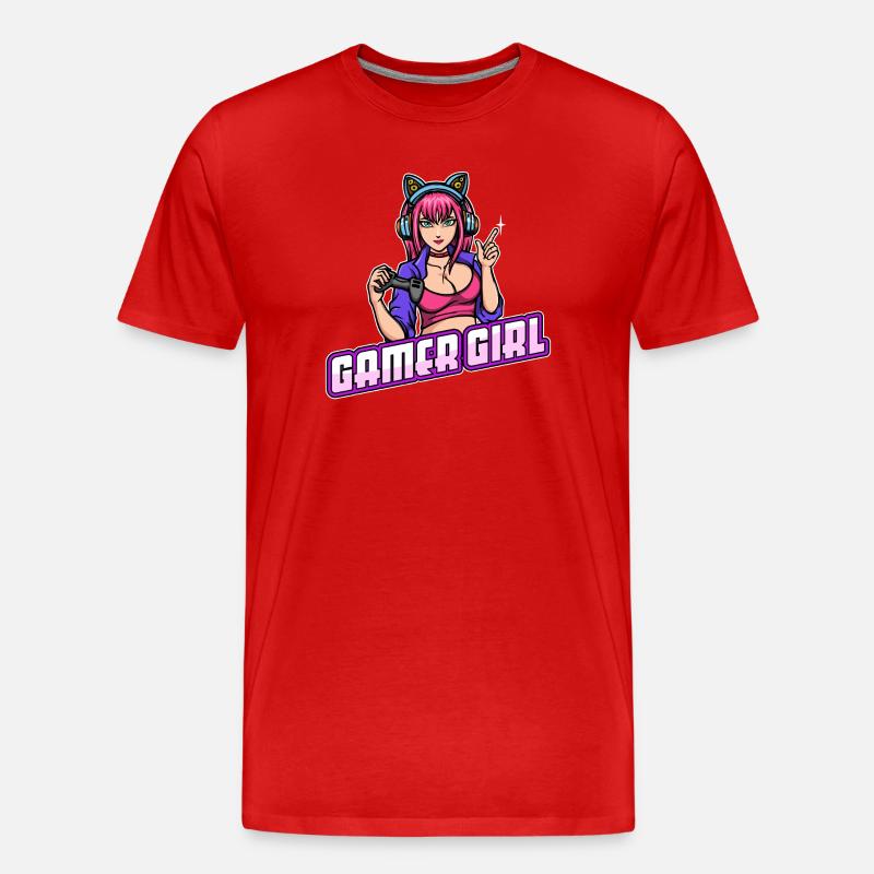 Gamer Queen Headset Controller Zocker - Men's Premium Organic T-Shirt - red