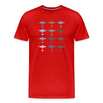 Avion de chasse de Spitfire / modèle de camouflage - T-shirt bio Premium Homme - rouge - Devant - Damien (186cm)