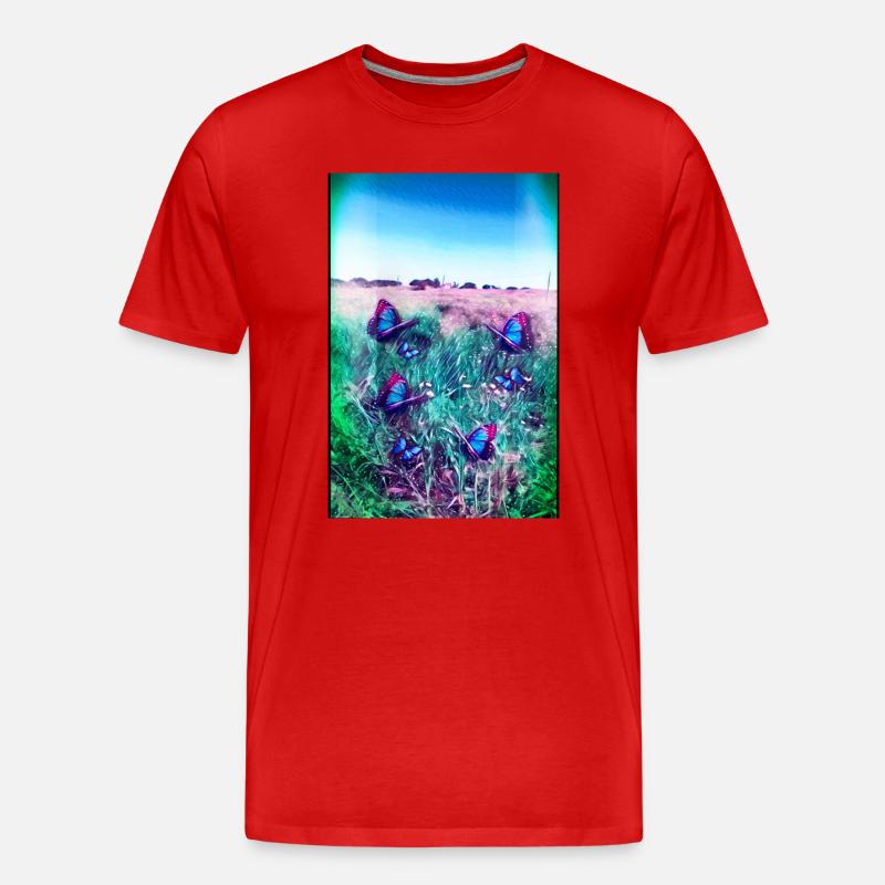 Blaue Schmetterlinge - Männer Premium Bio T-Shirt - Rot