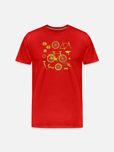 Illustration de pièces de vélo - T-shirt bio Premium Homme - rouge