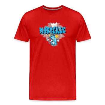 Marseille Graffiti - Men's Premium Organic T-Shirt - red - Front - Damien (186cm)