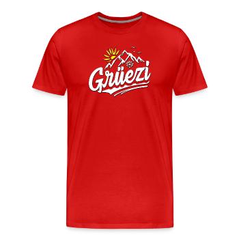 Schweizer Dialekt - Mundart Schweizerdeutsch Hallo - Männer Premium Bio T-Shirt - Rot - Vorne - Damien (186cm)