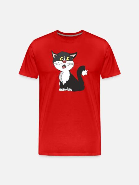 cat black white - Men's Premium Organic T-Shirt - red