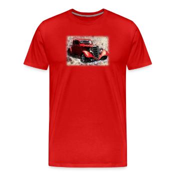Nostalgic Old American Dream Car - Men's Premium Organic T-Shirt - red - Front - Damien (186cm)
