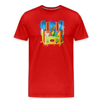 colorful school ranches with school accessories - Men's Premium Organic T-Shirt - red - Front - Damien (186cm)