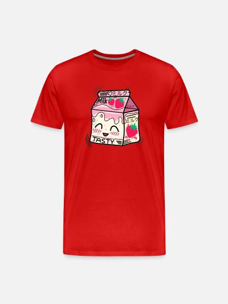 Kawaii Erdbeermilch - Männer Premium Bio T-Shirt - Rot
