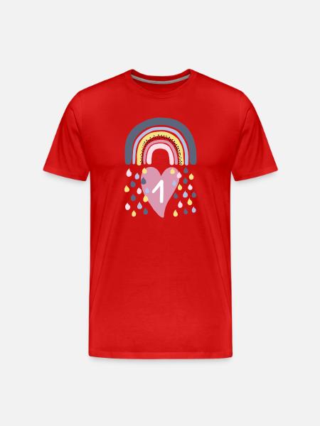 Rainbow first 1st birthday children - Men's Premium Organic T-Shirt - red
