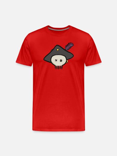 Pirate skull with feathered hat - Men's Premium Organic T-Shirt - red
