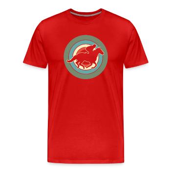 Cavalier Cavalier Equestre Rétro - T-shirt bio Premium Homme - rouge - Devant - Damien (186cm)