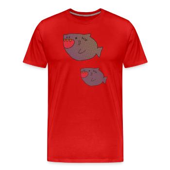 haifisch vater und sohn - Männer Premium Bio T-Shirt - Rot - Vorne - Damien (186cm)