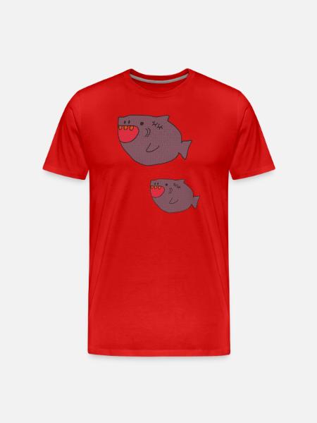 requin père et fils - T-shirt bio Premium Homme - rouge