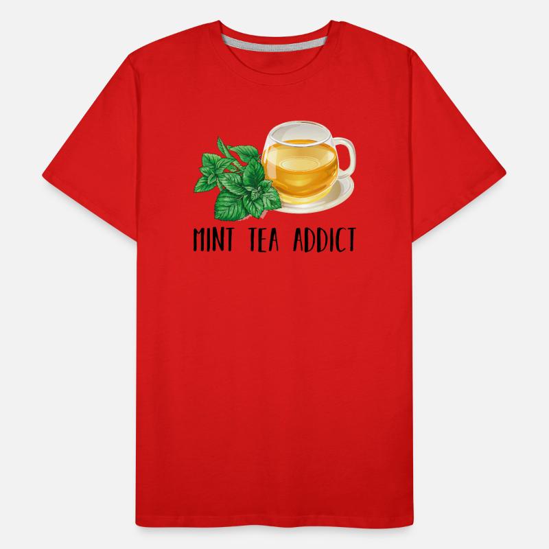 Mint Tea Addict Süchtig Minze Tee Geschenk Tee Männer Premium Bio T-Shirt