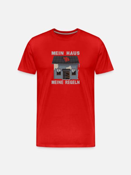 Mein Haus Meine Regeln - Männer Premium Bio T-Shirt - Rot