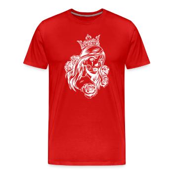 Tête de Reine (motif de partenaire) - T-shirt bio Premium Homme - rouge - Devant - Damien (186cm)