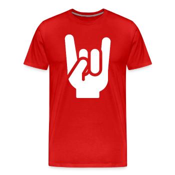 Heavy Metal Hand - T-shirt bio Premium Homme - rouge - Devant - Damien (186cm)