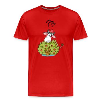 Kuh mit Busch Lustiges Tier Design - Männer Premium Bio T-Shirt - Rot - Vorne - Damien (186cm)