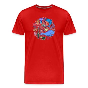 Fish blue whale animal living creatures wildlife - Men's Premium Organic T-Shirt - red - Front - Damien (186cm)