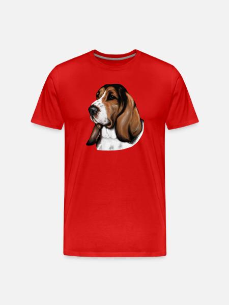 Basset Portrait - Men's Premium Organic T-Shirt - red