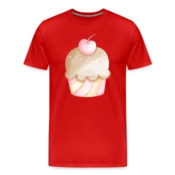 Shirt dessert sucré glaçage aux cerises pour cupcakes - T-shirt bio Premium Homme - rouge - Devant - Damien (186cm)