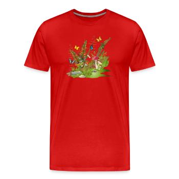 un morceau de nature à la lisière de la forêt - habitat pour animaux - T-shirt bio Premium Homme - rouge - Devant - Damien (186cm)