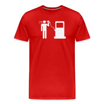 Humour de station-service à essence Plein plein drôle - T-shirt bio Premium Homme - rouge - Devant - Damien (186cm)