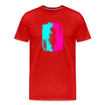 Samurai In A Turquoise And Pink Frame - Men's Premium Organic T-Shirt - red - Front - Damien (186cm)