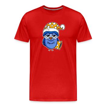Le lève-tôt Hibou Dormir - T-shirt bio Premium Homme - rouge - Devant - Damien (186cm)