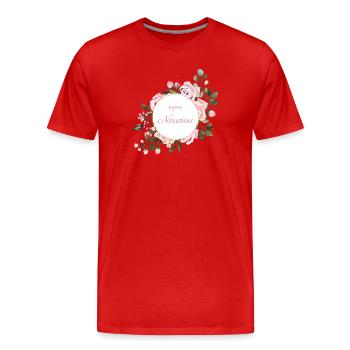 super nounou bouquet fleurs roses cadeau fin année - T-shirt bio Premium Homme - rouge - Devant - Damien (186cm)