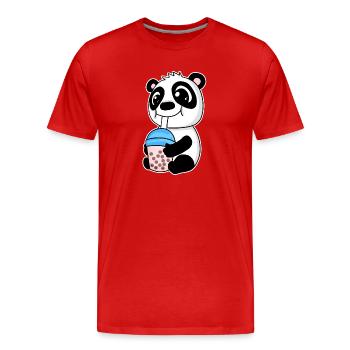 Bubble Tea Panda - T-shirt bio Premium Homme - rouge - Devant - Damien (186cm)