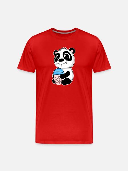 Bubble Tea Panda - Men's Premium Organic T-Shirt - red