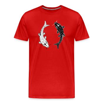 Poisson noir blanc Ying et yang - T-shirt bio Premium Homme - rouge - Devant - Damien (186cm)