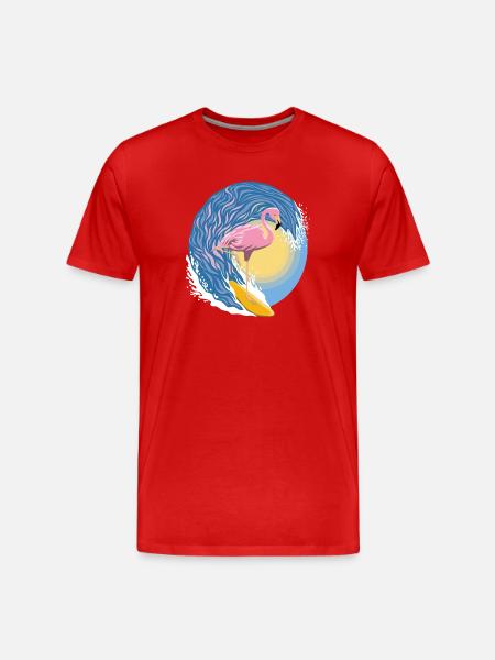 Flamingo-Surfer - Männer Premium Bio T-Shirt - Rot