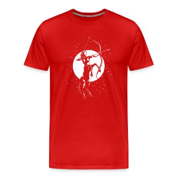 Schütze - Männer Premium Bio T-Shirt - Rot - Vorne - Damien (186cm)