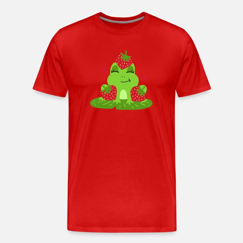 Frosch Erdbeere Kawaii - Männer Premium Bio T-Shirt - Rot
