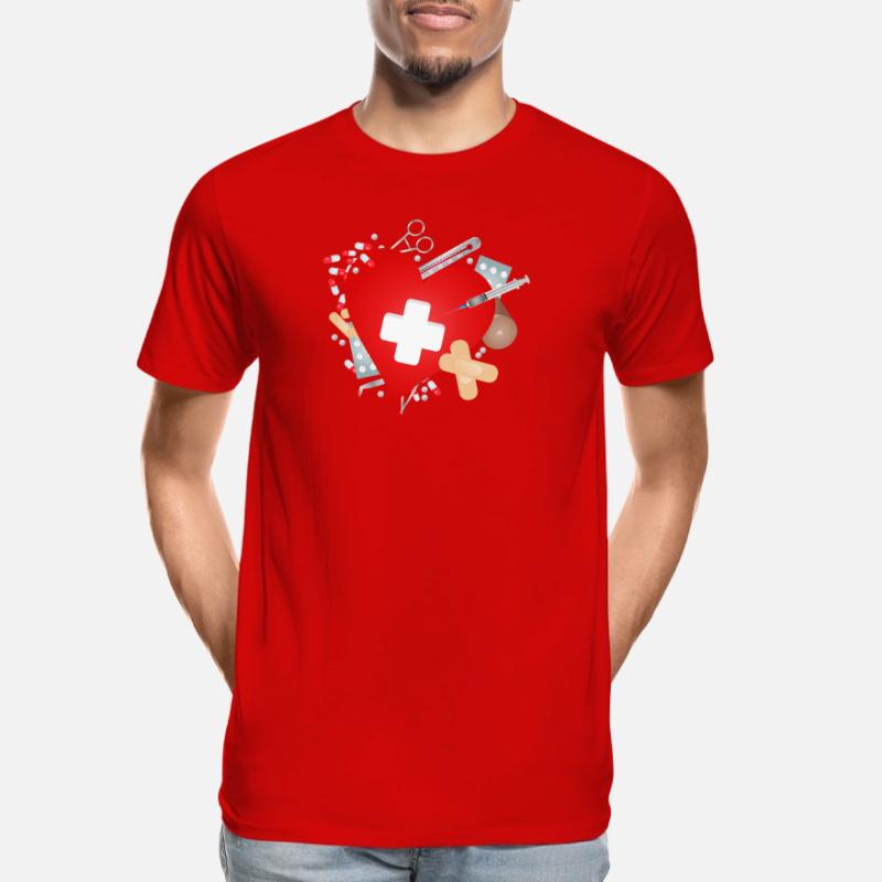 Erste Hilfe Set oder Reiseapotheke mit Herz Männer Premium Bio T-Shirt