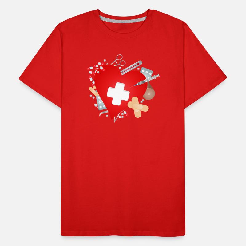 Erste Hilfe Set oder Reiseapotheke mit Herz Männer Premium Bio T-Shirt