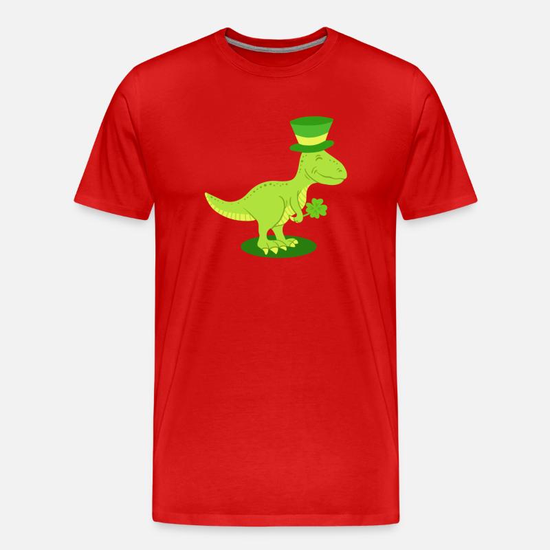 St. Patrick's Day Dinosaurier Irisch - Männer Premium Bio T-Shirt - Rot