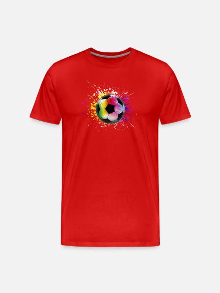 Bunter Fußball Regenbogenfarben - Männer Premium Bio T-Shirt - Rot