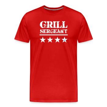 Grill Sergeant - BBQ King - Männer Premium Bio T-Shirt - Rot - Vorne - Damien (186cm)