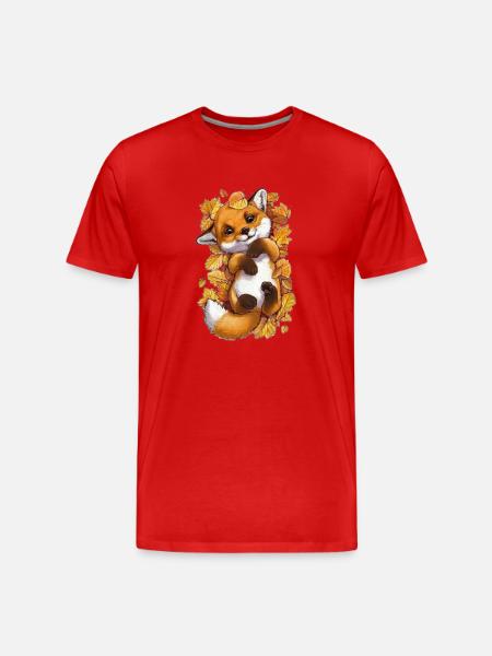 Cute baby fox - Men's Premium Organic T-Shirt - red