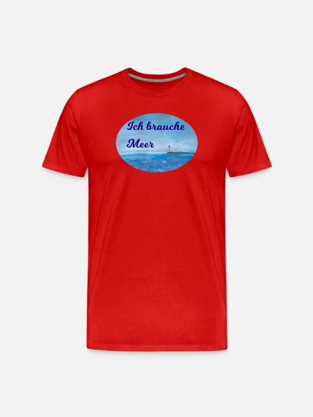 Meer Spruch - Männer Premium Bio T-Shirt - Rot