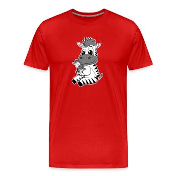 Famille Zèbre - Zèbre avec bébé - Zèbre - T-shirt bio Premium Homme - rouge - Devant - Damien (186cm)