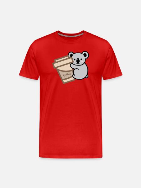 Koala Needs Coffee - Men's Premium Organic T-Shirt - red