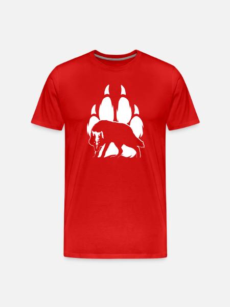 Wolf silhouette and paw - Men's Premium Organic T-Shirt - red