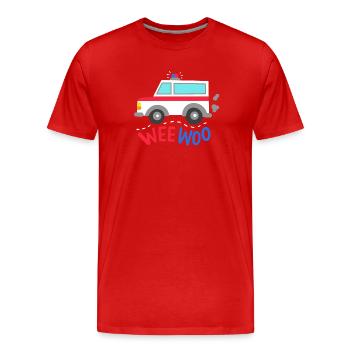Krankenwagen Rettungsfahrzeug - Männer Premium Bio T-Shirt - Rot - Vorne - Damien (186cm)