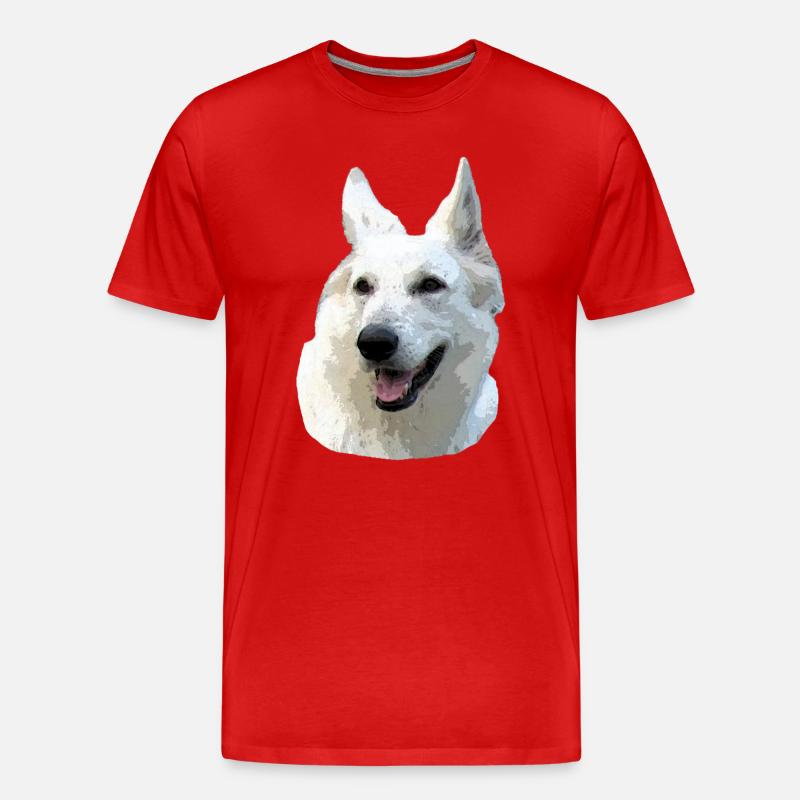 Weißer Schäferhund - Männer Premium Bio T-Shirt - Rot