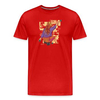 Le joueur de boule lance une tenue de boule de boule pour les boules - T-shirt bio Premium Homme - rouge - Devant - Damien (186cm)