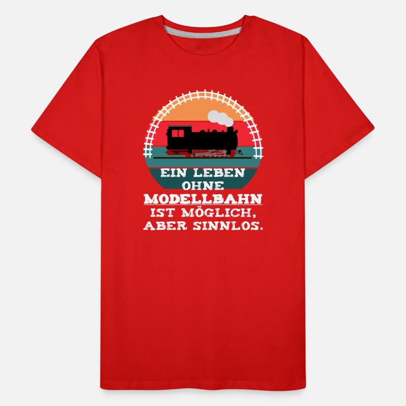 Modellbahn Eisenbahn Dampflok Spruch Männer Premium Bio T-Shirt