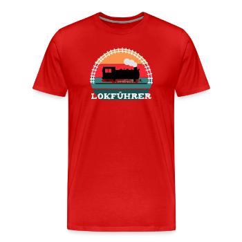 Lokführer Eisenbahn Dampflok - Männer Premium Bio T-Shirt - Rot - Vorne - Damien (186cm)