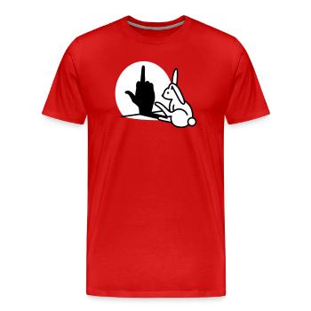 Kaninchen Schatten Hand FUCK OFF Mittelfinger Hase - Männer Premium Bio T-Shirt - Rot - Vorne - Damien (186cm)